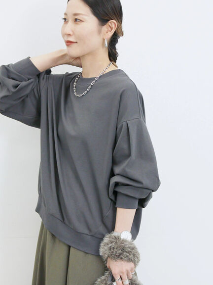 ポンチ袖タックプルオーバー(チャコールグレー/ボルドー/モカ/ブルー/Sグレー)|Samansa Mos2 blue(サマンサモスモス ブルー)通販