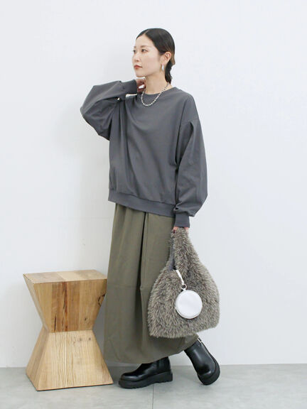 ポンチ袖タックプルオーバー(チャコールグレー/ボルドー/モカ/ブルー/Sグレー)|Samansa Mos2 blue(サマンサモスモス ブルー)通販