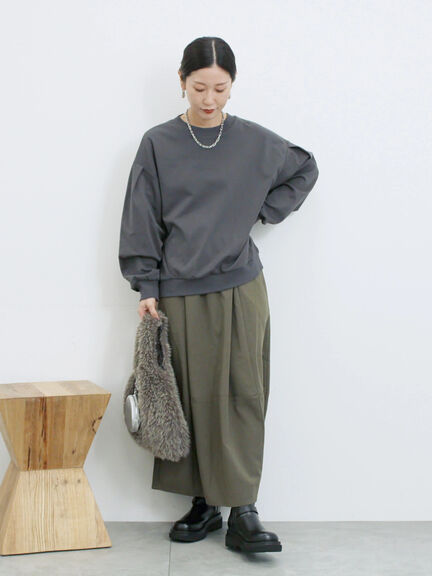 ポンチ袖タックプルオーバー(チャコールグレー/ボルドー/モカ/ブルー/Sグレー)|Samansa Mos2 blue(サマンサモスモス ブルー)通販