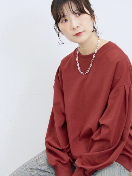 ポンチ袖タックプルオーバー(チャコールグレー/ボルドー/モカ/ブルー/Sグレー)|Samansa Mos2 blue(サマンサモスモス ブルー)通販