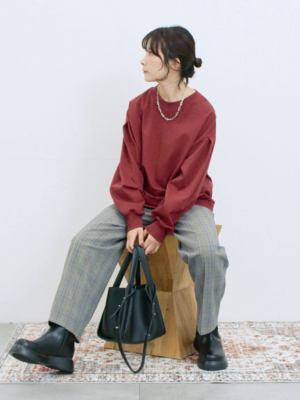 ポンチ袖タックプルオーバー(チャコールグレー/ボルドー/モカ/ブルー/Sグレー)|Samansa Mos2 blue(サマンサモスモス ブルー)通販