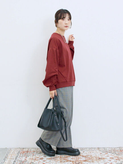 ポンチ袖タックプルオーバー(チャコールグレー/ボルドー/モカ/ブルー/Sグレー)|Samansa Mos2 blue(サマンサモスモス ブルー)通販