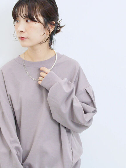 ポンチ袖タックプルオーバー(チャコールグレー/ボルドー/モカ/ブルー/Sグレー)|Samansa Mos2 blue(サマンサモスモス ブルー)通販