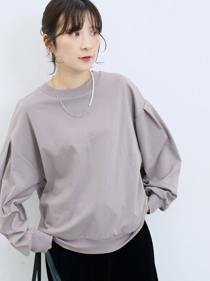 ポンチ袖タックプルオーバー(チャコールグレー/ボルドー/モカ/ブルー/Sグレー)|Samansa Mos2 blue(サマンサモスモス ブルー)通販