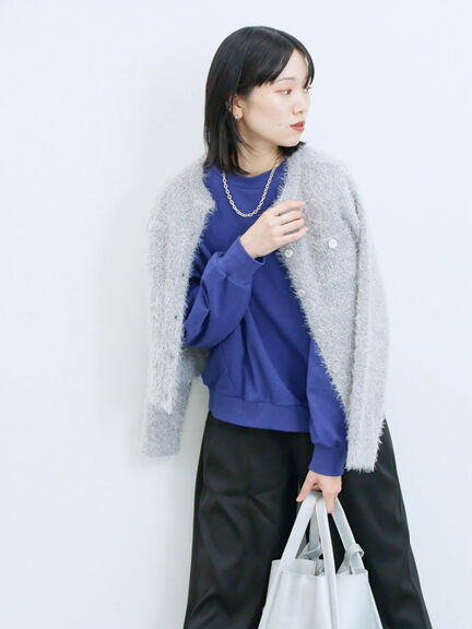 ポンチ袖タックプルオーバー(チャコールグレー/ボルドー/モカ/ブルー/Sグレー)|Samansa Mos2 blue(サマンサモスモス ブルー)通販