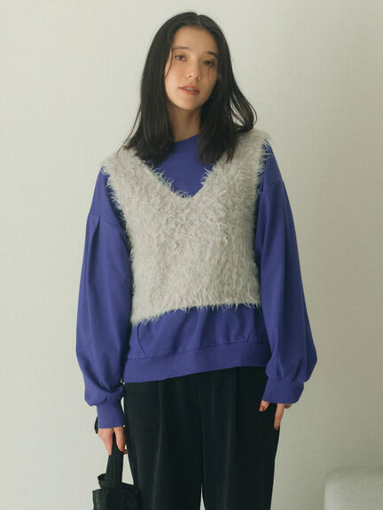 ポンチ袖タックプルオーバー(チャコールグレー/ボルドー/モカ/ブルー/Sグレー)|Samansa Mos2 blue(サマンサモスモス ブルー)通販