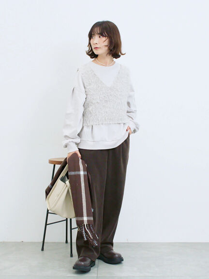 ポンチ袖タックプルオーバー(チャコールグレー/ボルドー/モカ/ブルー/Sグレー)|Samansa Mos2 blue(サマンサモスモス ブルー)通販