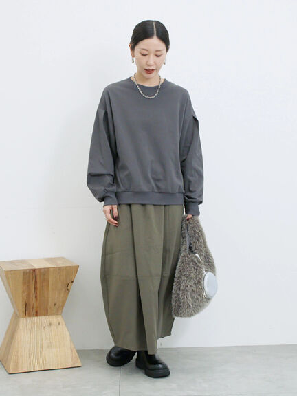 ポンチ袖タックプルオーバー(チャコールグレー/ボルドー/モカ/ブルー/Sグレー)|Samansa Mos2 blue(サマンサモスモス ブルー)通販