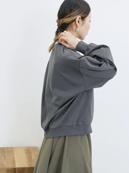 ポンチ袖タックプルオーバー(チャコールグレー/ボルドー/モカ/ブルー/Sグレー)|Samansa Mos2 blue(サマンサモスモス ブルー)通販