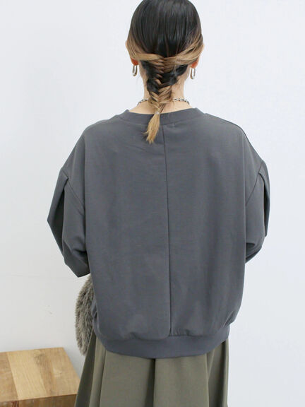 ポンチ袖タックプルオーバー(チャコールグレー/ボルドー/モカ/ブルー/Sグレー)|Samansa Mos2 blue(サマンサモスモス ブルー)通販