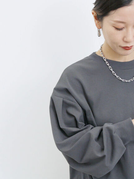 ポンチ袖タックプルオーバー(チャコールグレー/ボルドー/モカ/ブルー/Sグレー)|Samansa Mos2 blue(サマンサモスモス ブルー)通販