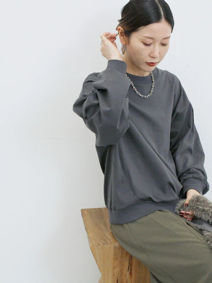 ポンチ袖タックプルオーバー(チャコールグレー/ボルドー/モカ/ブルー/Sグレー)|Samansa Mos2 blue(サマンサモスモス ブルー)通販