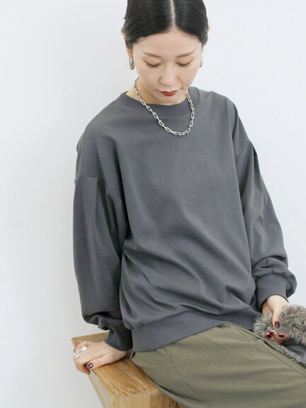 ポンチ袖タックプルオーバー(チャコールグレー/ボルドー/モカ/ブルー/Sグレー)|Samansa Mos2 blue(サマンサモスモス ブルー)通販