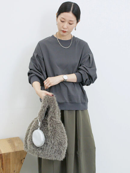 ポンチ袖タックプルオーバー(チャコールグレー/ボルドー/モカ/ブルー/Sグレー)|Samansa Mos2 blue(サマンサモスモス ブルー)通販