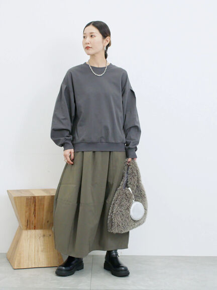 ポンチ袖タックプルオーバー(チャコールグレー/ボルドー/モカ/ブルー/Sグレー)|Samansa Mos2 blue(サマンサモスモス ブルー)通販