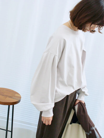 ポンチ袖タックプルオーバー(チャコールグレー/ボルドー/モカ/ブルー/Sグレー)|Samansa Mos2 blue(サマンサモスモス ブルー)通販