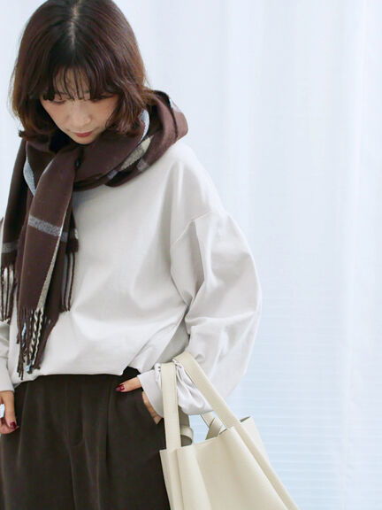 ポンチ袖タックプルオーバー(チャコールグレー/ボルドー/モカ/ブルー/Sグレー)|Samansa Mos2 blue(サマンサモスモス ブルー)通販