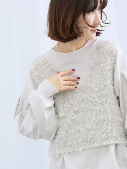 ポンチ袖タックプルオーバー(チャコールグレー/ボルドー/モカ/ブルー/Sグレー)|Samansa Mos2 blue(サマンサモスモス ブルー)通販