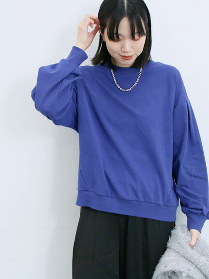 ポンチ袖タックプルオーバー(チャコールグレー/ボルドー/モカ/ブルー/Sグレー)|Samansa Mos2 blue(サマンサモスモス ブルー)通販