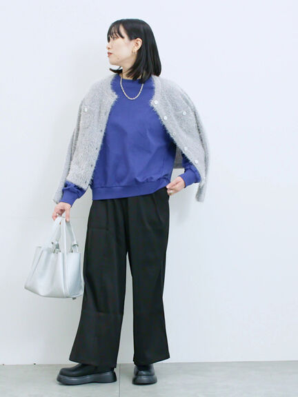 ポンチ袖タックプルオーバー(チャコールグレー/ボルドー/モカ/ブルー/Sグレー)|Samansa Mos2 blue(サマンサモスモス ブルー)通販