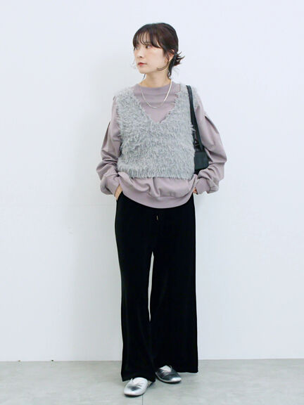 ポンチ袖タックプルオーバー(チャコールグレー/ボルドー/モカ/ブルー/Sグレー)|Samansa Mos2 blue(サマンサモスモス ブルー)通販