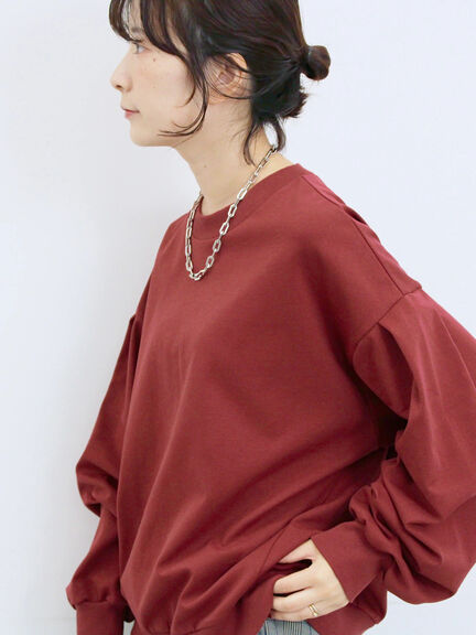 ポンチ袖タックプルオーバー(チャコールグレー/ボルドー/モカ/ブルー/Sグレー)|Samansa Mos2 blue(サマンサモスモス ブルー)通販