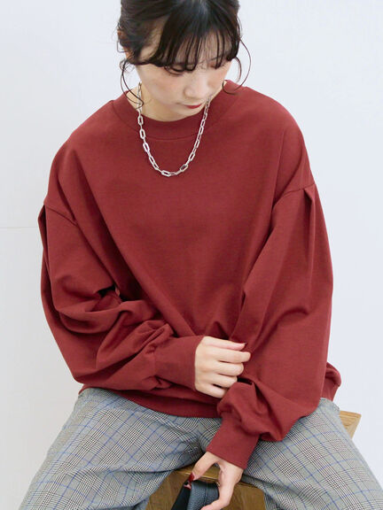 ポンチ袖タックプルオーバー(チャコールグレー/ボルドー/モカ/ブルー/Sグレー)|Samansa Mos2 blue(サマンサモスモス ブルー)通販