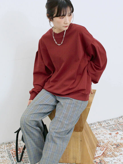 ポンチ袖タックプルオーバー(チャコールグレー/ボルドー/モカ/ブルー/Sグレー)|Samansa Mos2 blue(サマンサモスモス ブルー)通販