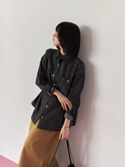 デニムオーバーシャツ(ブラック/ブルー/ネイビー)|Samansa Mos2 blue(サマンサモスモス ブルー)通販