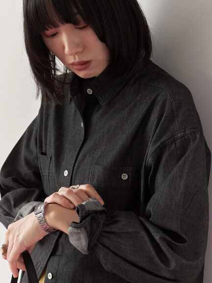 デニムオーバーシャツ(ブラック/ブルー/ネイビー)|Samansa Mos2 blue(サマンサモスモス ブルー)通販