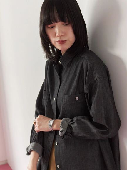 デニムオーバーシャツ(ブラック/ブルー/ネイビー)|Samansa Mos2 blue(サマンサモスモス ブルー)通販