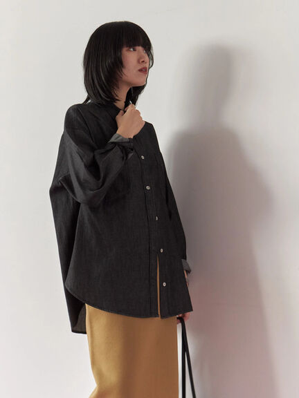 デニムオーバーシャツ(ブラック/ブルー/ネイビー)|Samansa Mos2 blue(サマンサモスモス ブルー)通販