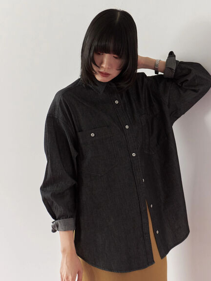 デニムオーバーシャツ(ブラック/ブルー/ネイビー)|Samansa Mos2 blue(サマンサモスモス ブルー)通販