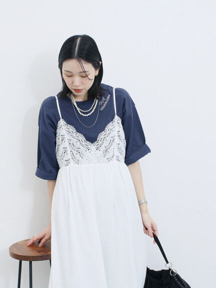 胸レースキャミワンピース(オフホワイト/ブラック/ブラウン)|Samansa Mos2 blue(サマンサモスモス ブルー)通販