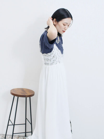 胸レースキャミワンピース(オフホワイト/ブラック/ブラウン)|Samansa Mos2 blue(サマンサモスモス ブルー)通販