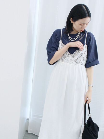 胸レースキャミワンピース(オフホワイト/ブラック/ブラウン)|Samansa Mos2 blue(サマンサモスモス ブルー)通販