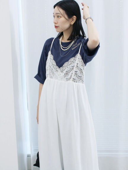 胸レースキャミワンピース(オフホワイト/ブラック/ブラウン)|Samansa Mos2 blue(サマンサモスモス ブルー)通販