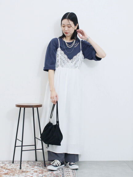 胸レースキャミワンピース(オフホワイト/ブラック/ブラウン)|Samansa Mos2 blue(サマンサモスモス ブルー)通販