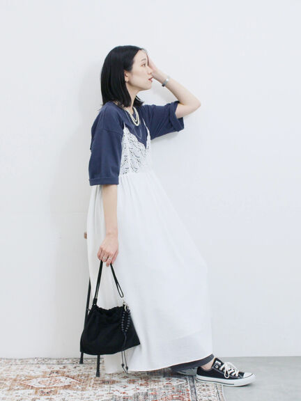 胸レースキャミワンピース(オフホワイト/ブラック/ブラウン)|Samansa Mos2 blue(サマンサモスモス ブルー)通販