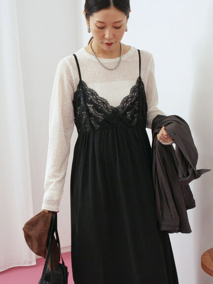 胸レースキャミワンピース(オフホワイト/ブラック/ブラウン)|Samansa Mos2 blue(サマンサモスモス ブルー)通販