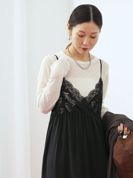 胸レースキャミワンピース(オフホワイト/ブラック/ブラウン)|Samansa Mos2 blue(サマンサモスモス ブルー)通販