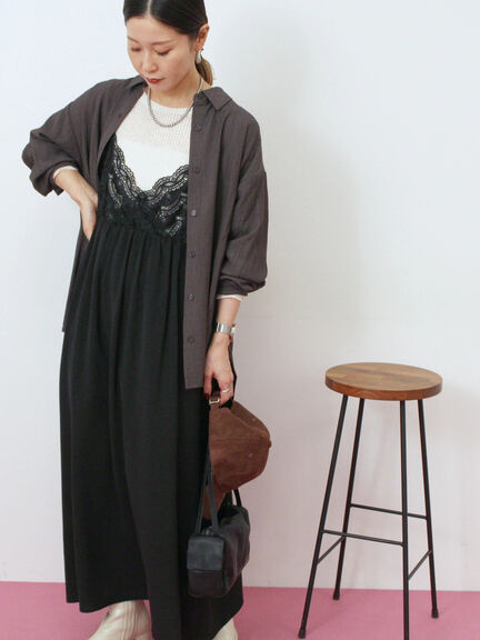 胸レースキャミワンピース(オフホワイト/ブラック/ブラウン)|Samansa Mos2 blue(サマンサモスモス ブルー)通販