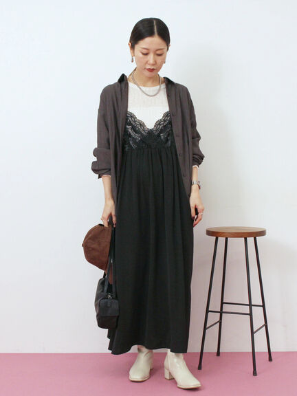 胸レースキャミワンピース(オフホワイト/ブラック/ブラウン)|Samansa Mos2 blue(サマンサモスモス ブルー)通販