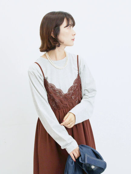 胸レースキャミワンピース(オフホワイト/ブラック/ブラウン)|Samansa Mos2 blue(サマンサモスモス ブルー)通販