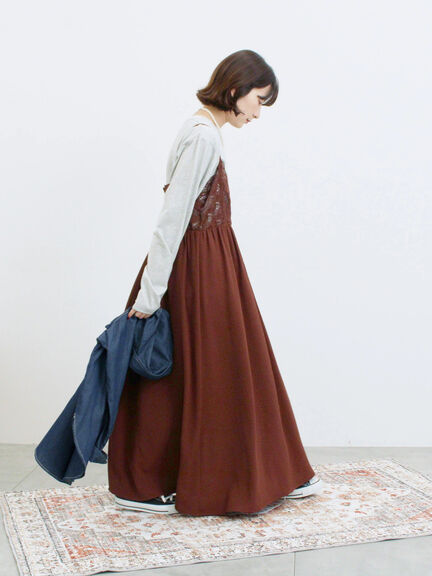 胸レースキャミワンピース(オフホワイト/ブラック/ブラウン)|Samansa Mos2 blue(サマンサモスモス ブルー)通販