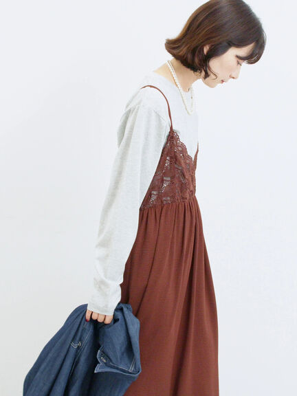 胸レースキャミワンピース(オフホワイト/ブラック/ブラウン)|Samansa Mos2 blue(サマンサモスモス ブルー)通販