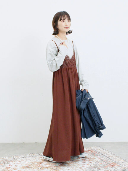 胸レースキャミワンピース(オフホワイト/ブラック/ブラウン)|Samansa Mos2 blue(サマンサモスモス ブルー)通販