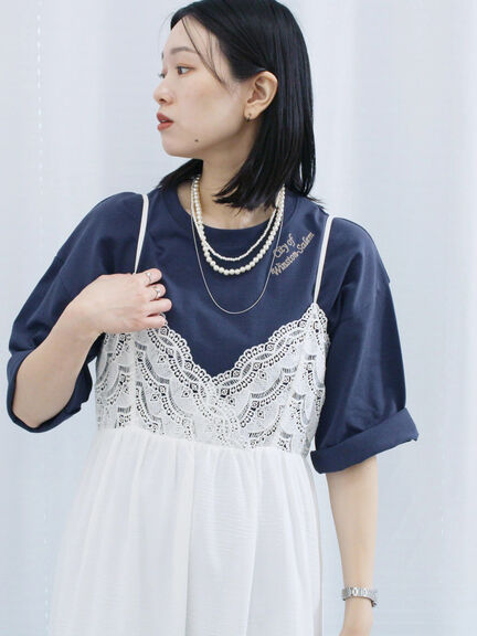 胸レースキャミワンピース(オフホワイト/ブラック/ブラウン)|Samansa Mos2 blue(サマンサモスモス ブルー)通販
