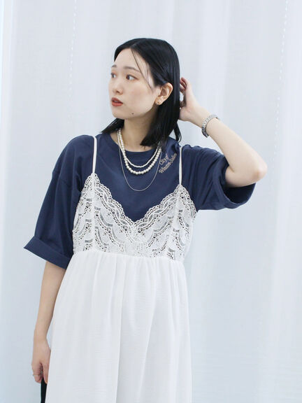 胸レースキャミワンピース(オフホワイト/ブラック/ブラウン)|Samansa Mos2 blue(サマンサモスモス ブルー)通販