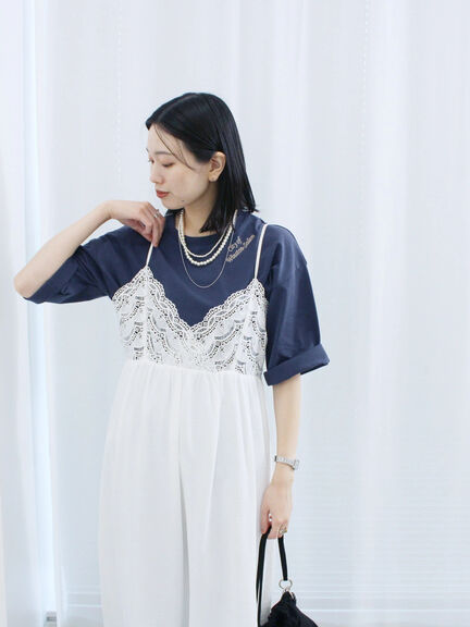胸レースキャミワンピース(オフホワイト/ブラック/ブラウン)|Samansa Mos2 blue(サマンサモスモス ブルー)通販